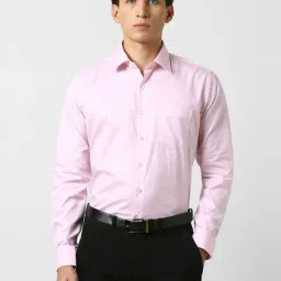 Van Heusen Pink Cotton Slim Fit Texture Shirt-image-82