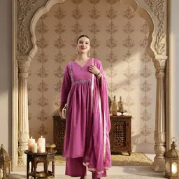 House of Pataudi Embroidered Pure Cotton Jashn Kurta with Trousers & With Dupatta-picture-23