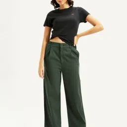 Levi's Olive Green Cotton Loose Fit Trousers image 4