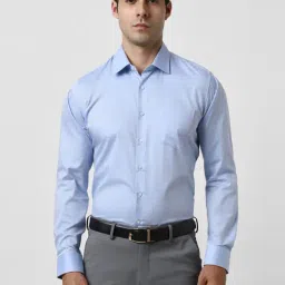 Van Heusen Blue Cotton Slim Fit Checks Shirt-picture-33