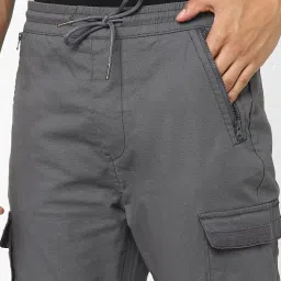 celio Celio* Grey Cotton Regular Fit Joggers image 4