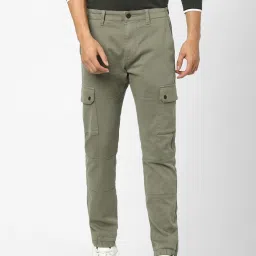 celio Celio* Olive Green Cotton Regular Fit Joggers image 1