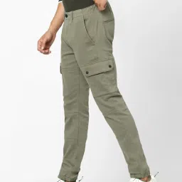 celio Celio* Olive Green Cotton Regular Fit Joggers image 3