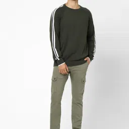 celio Celio* Olive Green Cotton Regular Fit Joggers image 5