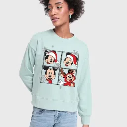 Bewakoof Sky Blue Cotton Printed Sweatshirt image 1