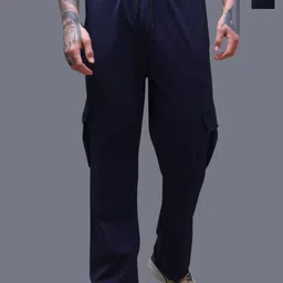 MADSTO Men Pack Of 2 Solid Mid Rise Straight Fit Cargos Track Pants-picture-24