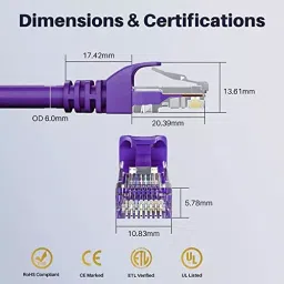 FEDUS Cat6A Twisted 4 Pair Patch Ethernet Cable ‎Purple 10 m image 4