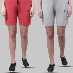 Vimal Jonney Pink & Light Grey Cotton Sports Shorts - Pack of 2-image-98