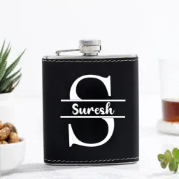 Personalized Father's Day Black Hip Flask image 1