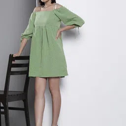 Trendyol Green Dobby Weaved A-Line Dress-picture-12