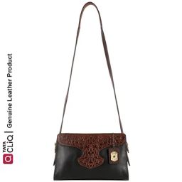Hidesign Wild West Black Textured Medium Sling Handbag-picture-30