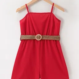 Kookie Kids Sleeveless Jumpsuit Solid Colour - Red-image-87