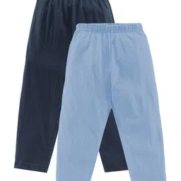 Kiddopanti Pack Of 2 Cotton Jersey Solid Pajamas With Single Pocket - Navy Blue & Ink Blue-picture-16