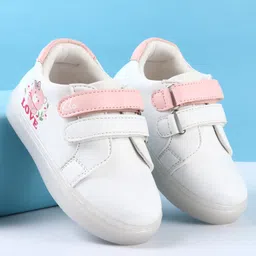 Babyoye Casual Shoes with Velcro Closer & Bear Print - White-picture-28