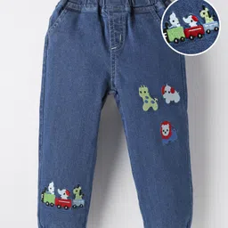 Mark & Mia Cotton Lycra Denim Full Length Jeans With Animal Embroidery - Navy Blue-picture-26