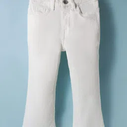 UCB Woven Full Length Solid Color Boot Cut Jeans - White-image-26