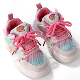 Oh! Pair Slip On Sneakers with Lace Up Closure & Star Applique - Pink image 2