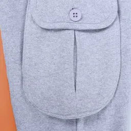 Kiddopanti  Fleece Solid Cargo Track Pant - Melange Grey image 4