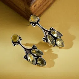 Fabindia Artificial Stones Studded Contemporary Drop Earrings image 1