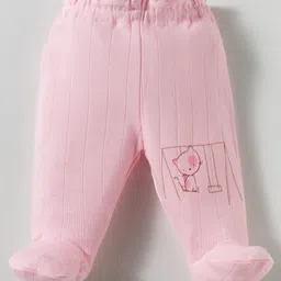 Zero Knit Bootie Leggings With Animal Print Pack of 3 - Peach Aqua & Silver image 4