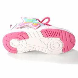 Oh! Pair Slip On Sneakers with Lace Up Closure & Star Applique - Pink image 5