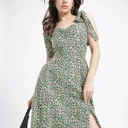 Stylecast X Hersheinbox Chic Slit Floral Print A-Line Midi Dress-image-64