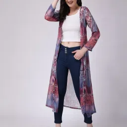 Scorpius Multicolor Floral Print Long Shrug image 4