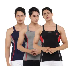 Dollar Bigboss Assorted Color Cotton Regular Fit Gym Vests (Pack Of 3) image 1
