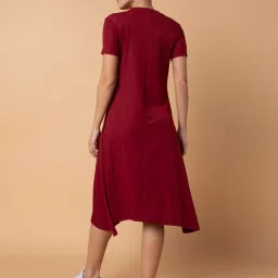 showoffff SHOWOFF Maroon Textured A Line Dress image 4
