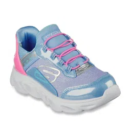 Skechers Girls FLEX GLIDE Blue Pink Casual Slip On Shoe image 2