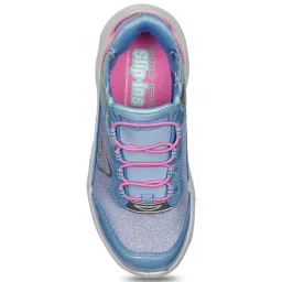Skechers Girls FLEX GLIDE Blue Pink Casual Slip On Shoe image 4