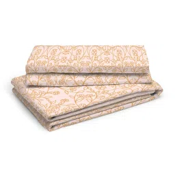 Boutique Living India Peach & Gold 400 TC Cotton Pure Earth King Bed Sheet with Pillow Cover image 2