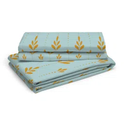 Boutique Living India Blue & Gold 400 TC Cotton Pure Earth King Bed Sheet with Pillow Cover image 2