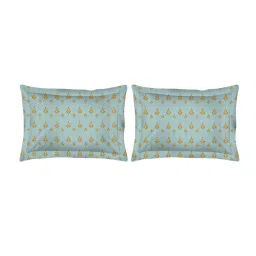 Boutique Living India Blue & Gold 400 TC Cotton Pure Earth King Bed Sheet with Pillow Cover image 3