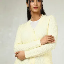 Soch Beige Acrylic Regular Fit Woven Design Shrug image 1