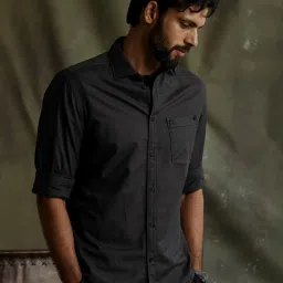 ANDAMEN Dark Grey Regular Fit Cotton Shirt image 1