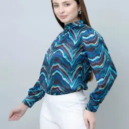 PURYS Blue & Black Abstract Top image 3