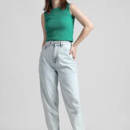 Only Light Blue Cotton Relaxed Fit Mid Rise Jeans image 4