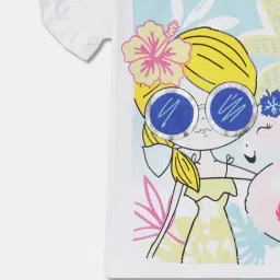 R&B Kids White Graphic Print Short Sleeves Regular Fit Top image 4