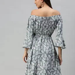 showoffff SHOWOFF Grey Polyester Print A Line Dress image 4