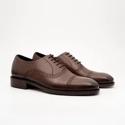 KOZASKO Goodyear Welted Semi Brogue Brown Captoe Oxfords-image-24