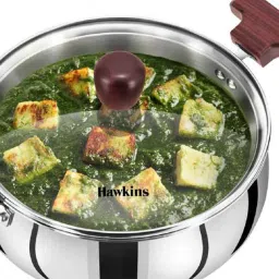 Hawkins Tri-Ply Stainless Steel Induction Compatible 22 cm Cook n Serve Handi with Glass Lid, 3 L image 2