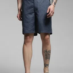 Jack & Jones Blue Cotton Regular Fit Textured Shorts image 1