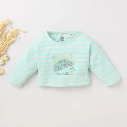 Ed-a-Mamma Kids Green & Grey Printed Top image 1