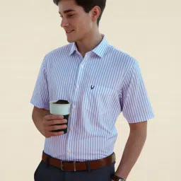 Allen Solly Blue Cotton Slim Fit Striped Shirt image 1