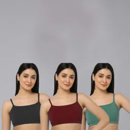 AROUSY Black & Green Cotton Beginner's Bra - Pack Of 3 image 1