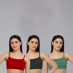 AROUSY Black & Red Cotton Beginner's Bra - Pack Of 3 image 1
