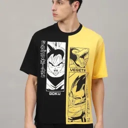 Free Authority Black & Yellow Loose Fit Dragon Ball Z Printed Crew T-Shirt image 1