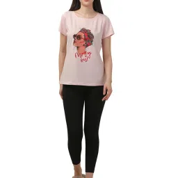 Soie Light Pink Cotton Graphic Print T-Shirt image 4