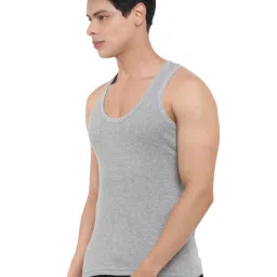 Dollar Bigboss Grey Cotton Regular Fit Derby Vests (Pack Of 4) image 4